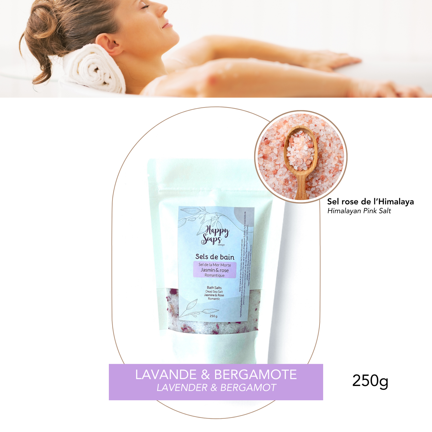 Sels de bain naturels pour relaxation et bien-être