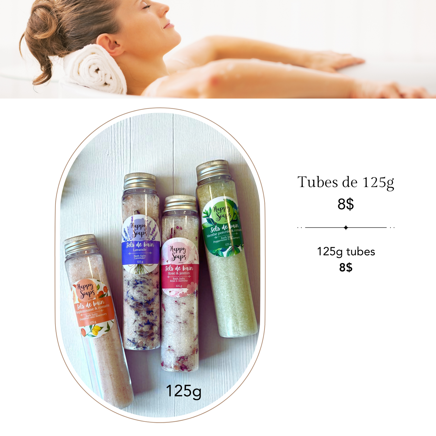 Sels de bain naturels pour relaxation et bien-être