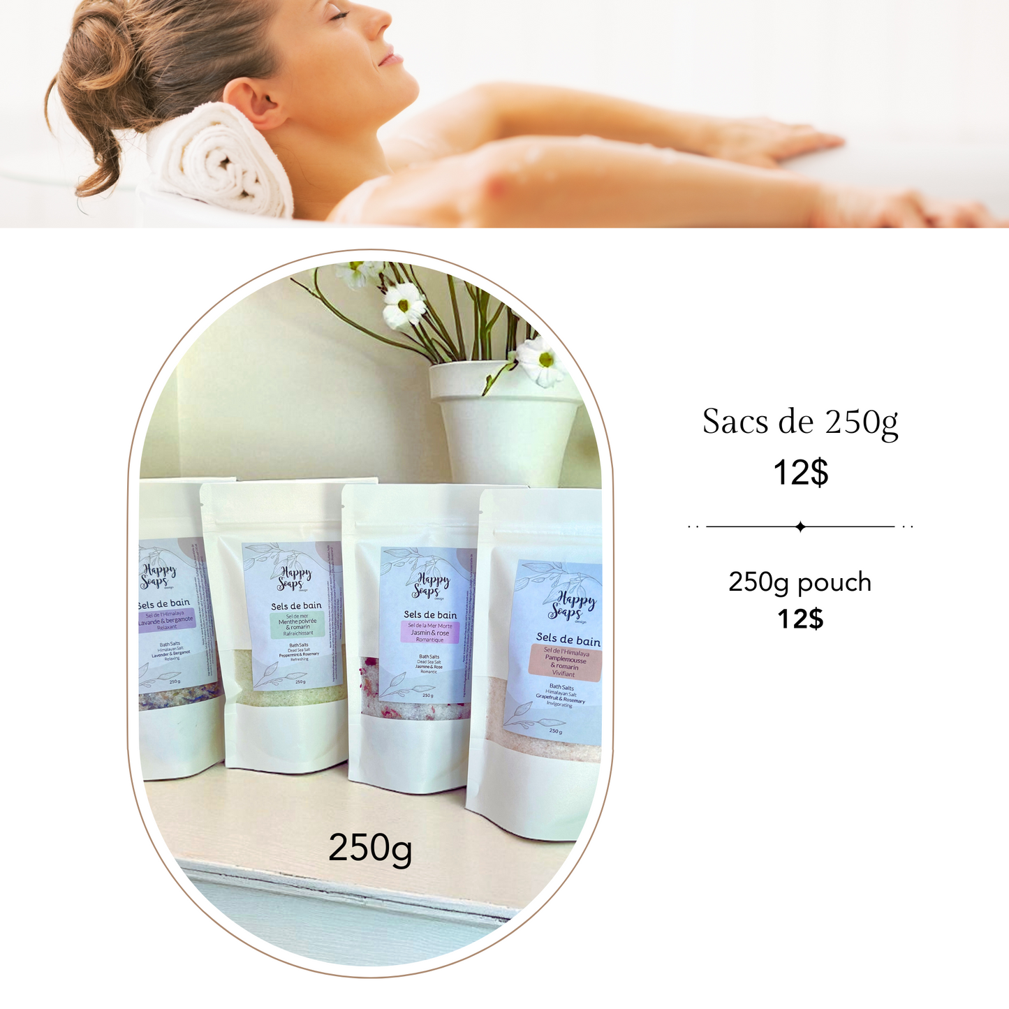 Sels de bain naturels pour relaxation et bien-être