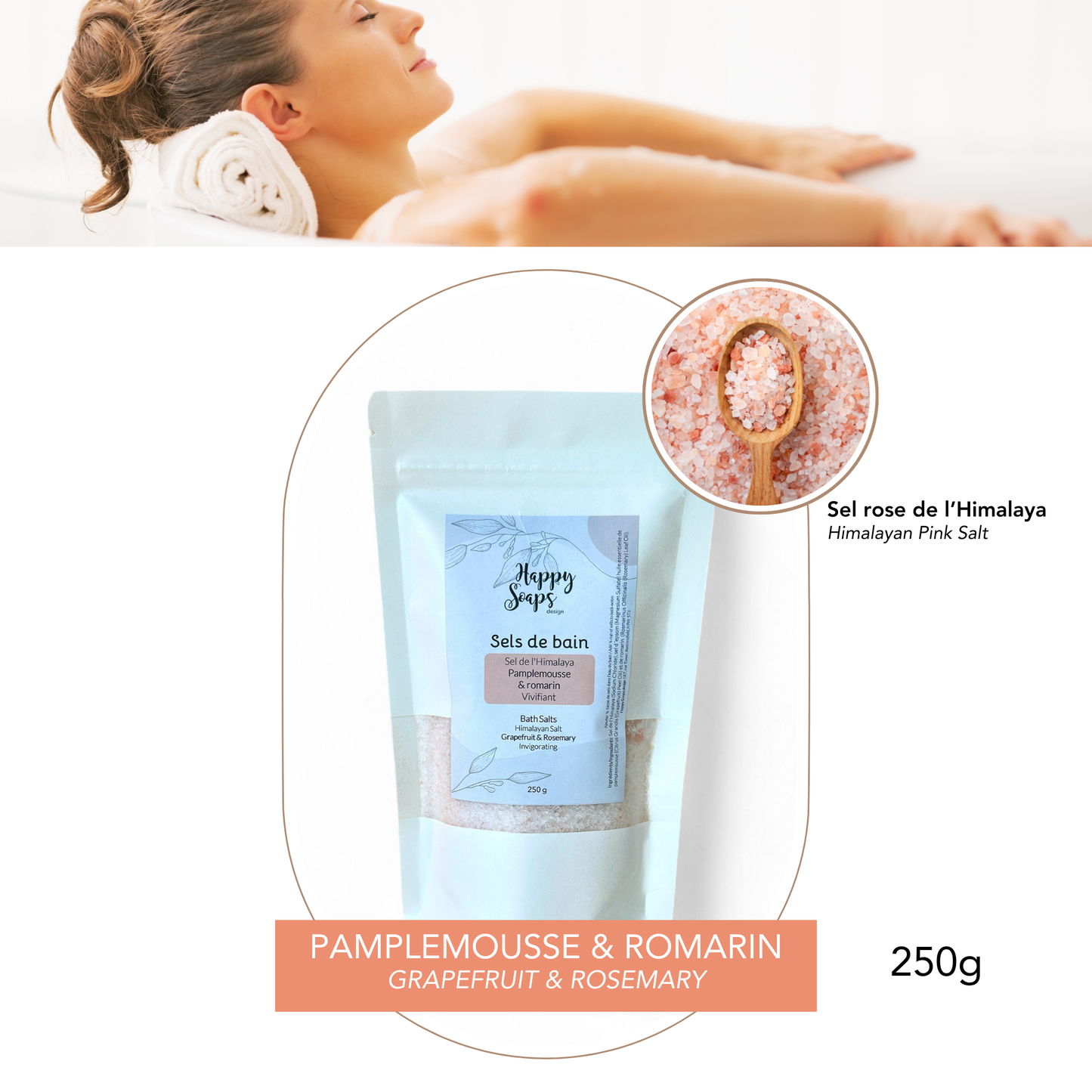Sels de bain naturels pour relaxation et bien-être