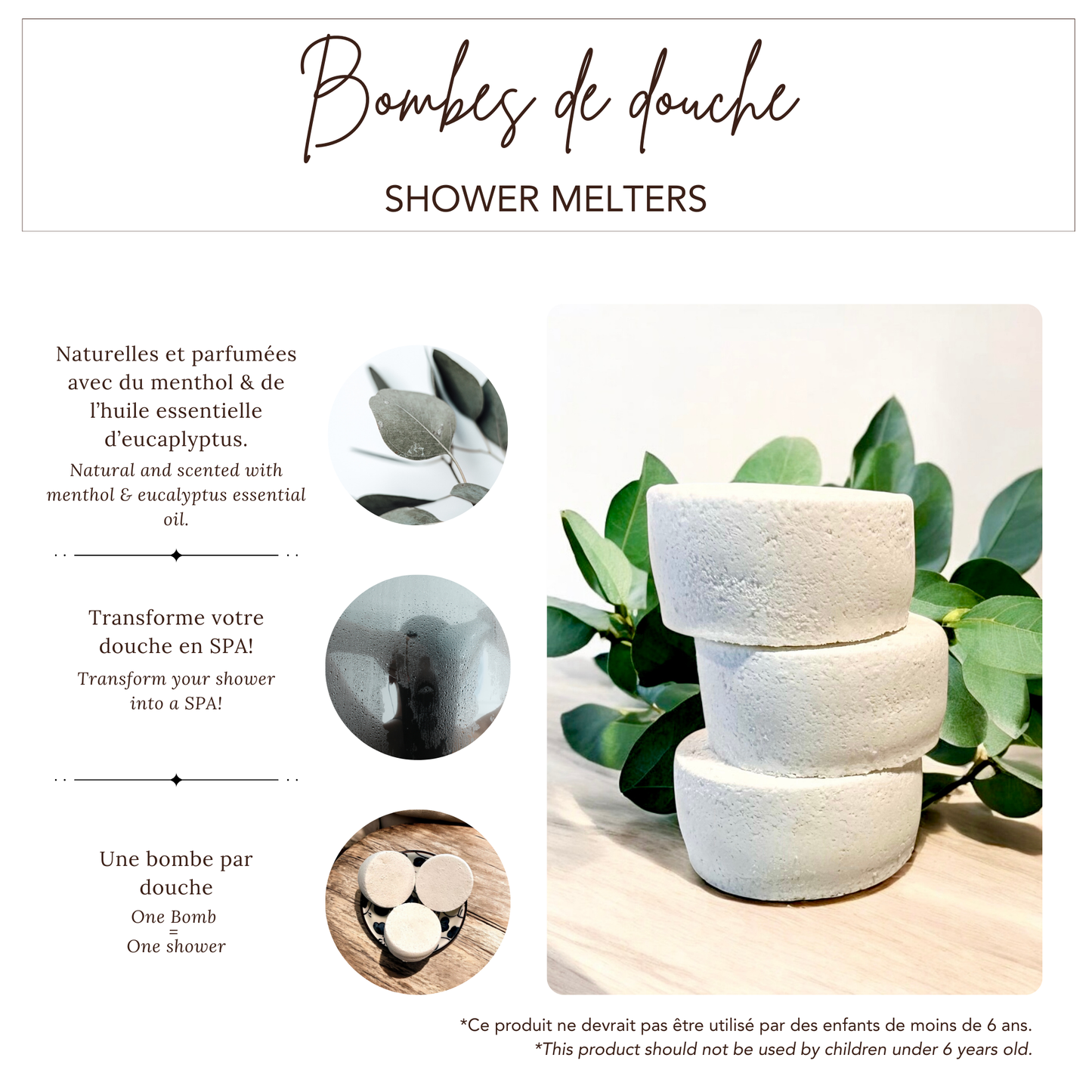 Bombes de douche menthol et eucalyptus